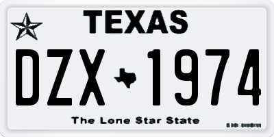 TX license plate DZX1974