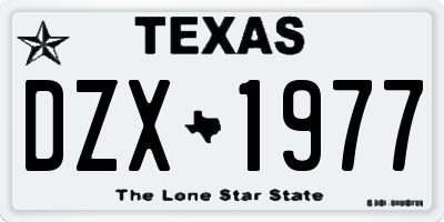 TX license plate DZX1977