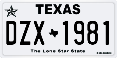 TX license plate DZX1981