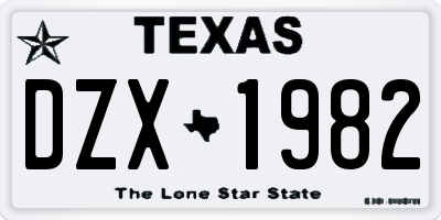 TX license plate DZX1982
