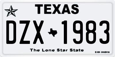 TX license plate DZX1983