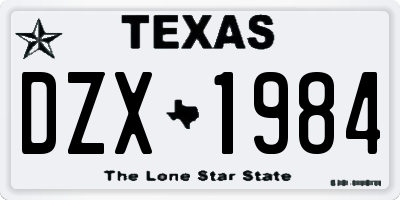 TX license plate DZX1984