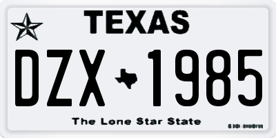 TX license plate DZX1985