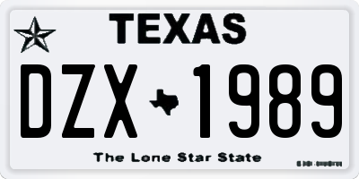 TX license plate DZX1989
