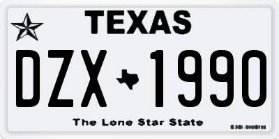 TX license plate DZX1990