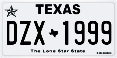 TX license plate DZX1999