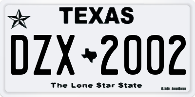 TX license plate DZX2002