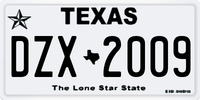 TX license plate DZX2009