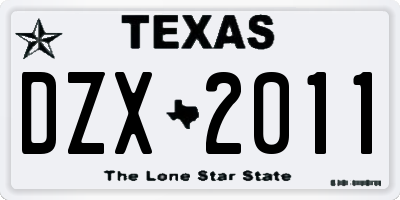 TX license plate DZX2011