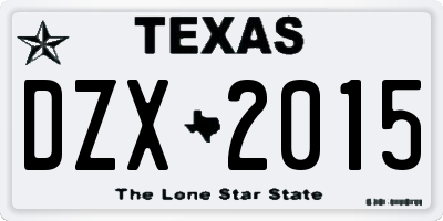 TX license plate DZX2015