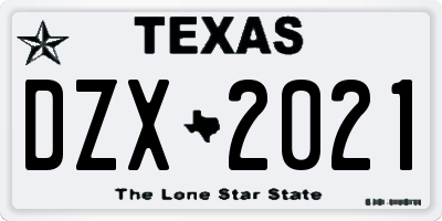 TX license plate DZX2021