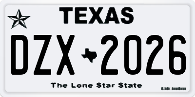 TX license plate DZX2026