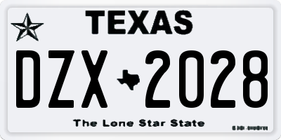 TX license plate DZX2028