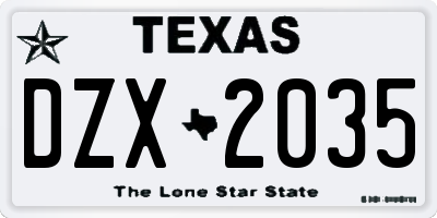 TX license plate DZX2035