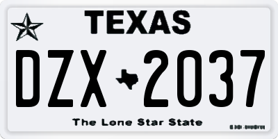 TX license plate DZX2037