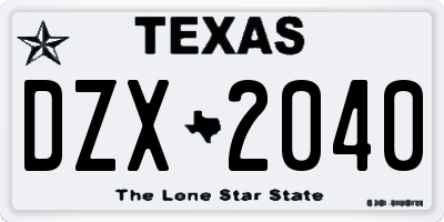 TX license plate DZX2040