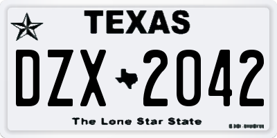 TX license plate DZX2042