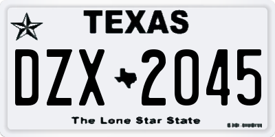 TX license plate DZX2045