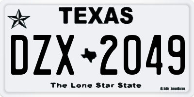 TX license plate DZX2049