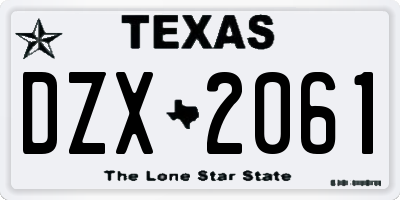 TX license plate DZX2061