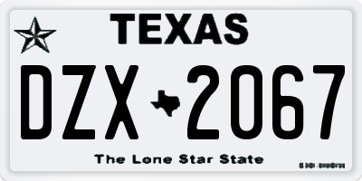 TX license plate DZX2067