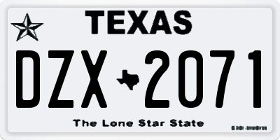 TX license plate DZX2071