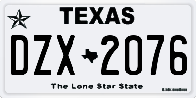 TX license plate DZX2076