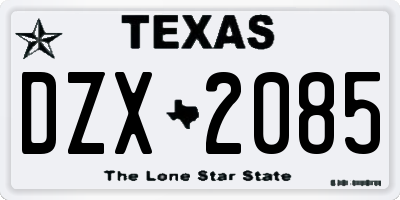 TX license plate DZX2085