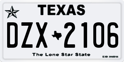 TX license plate DZX2106