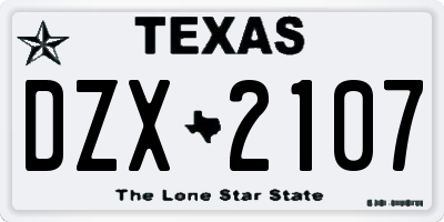TX license plate DZX2107