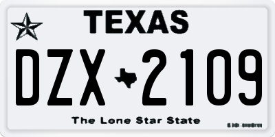 TX license plate DZX2109