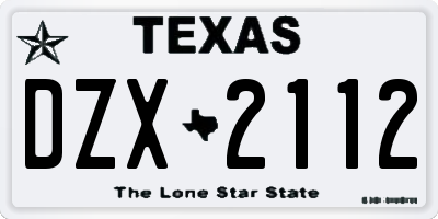 TX license plate DZX2112