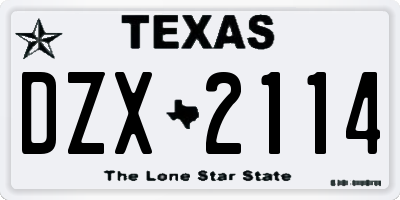 TX license plate DZX2114