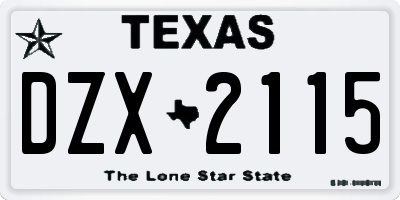 TX license plate DZX2115