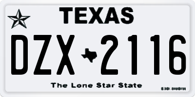 TX license plate DZX2116