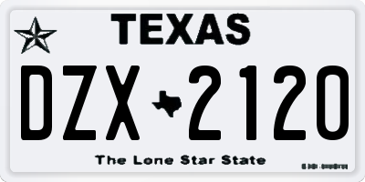 TX license plate DZX2120