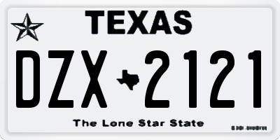 TX license plate DZX2121