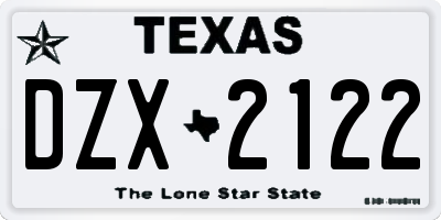 TX license plate DZX2122
