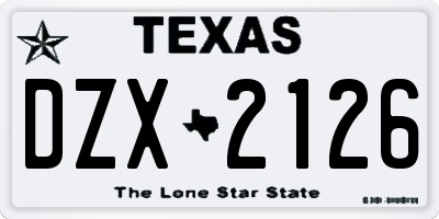 TX license plate DZX2126
