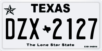 TX license plate DZX2127