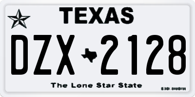 TX license plate DZX2128