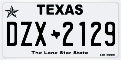 TX license plate DZX2129