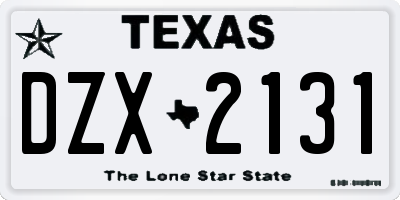 TX license plate DZX2131