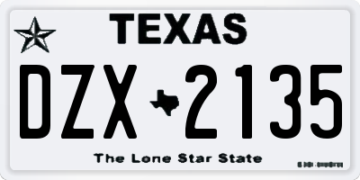 TX license plate DZX2135