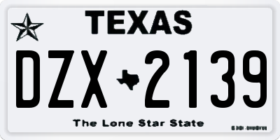 TX license plate DZX2139