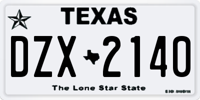 TX license plate DZX2140
