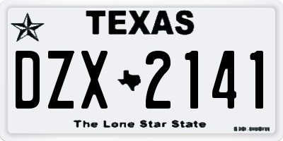 TX license plate DZX2141