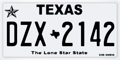 TX license plate DZX2142