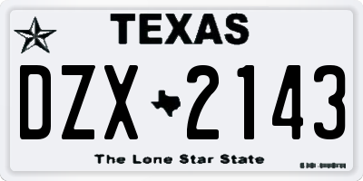 TX license plate DZX2143