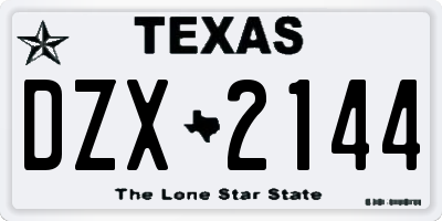 TX license plate DZX2144